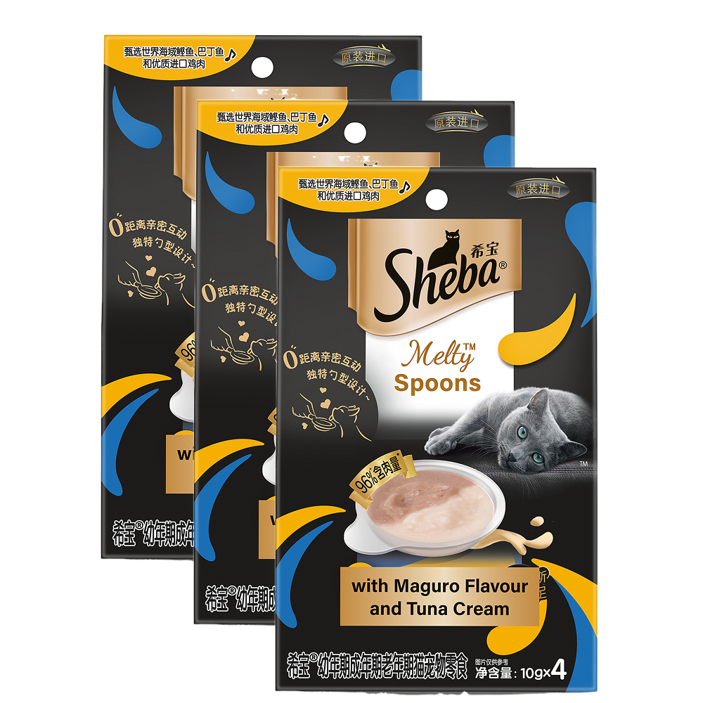 Sheba Melty Spoons Maguro Flavour with Tuna Cream Lickable Creamy Cat Treats Cats-Treats & Others Sheba 3x40g (12pcs)