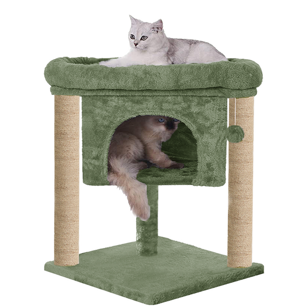 Furrlovers Cat & Kitten Scratching Post Activity Tree with Plush Fur, Jute Rope & Detachable Bed