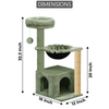 Furrlovers Cat Condo Activity Tree with Jute Scratcher, Hammock & Ball Toy (Green) Cats-Toys Furrlovers Dropship