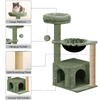 Furrlovers Cat Condo Activity Tree with Jute Scratcher, Hammock & Ball Toy (Green) Cats-Toys Furrlovers Dropship
