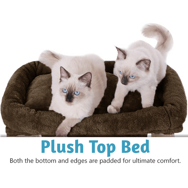 Furrlovers Cat & Kitten Scratching Post Activity Tree with Plush Fur, Jute Rope & Detachable Bed (Brown)
