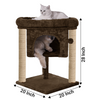 Furrlovers Cat & Kitten Scratching Post Activity Tree with Plush Fur, Jute Rope & Detachable Bed (Brown) Cats-Toys Furrlovers Dropship