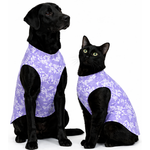 Skatrs Cotton Shirt for Dogs and Cats (Lavender and White)