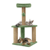 Furrlovers Two Floor Soft Fur Activity Cat Tree for Kittens & Cats with Scratching Post, Natural Sisal Rope & Hanging Ball (Green) Cats-Toys Furrlovers Dropship