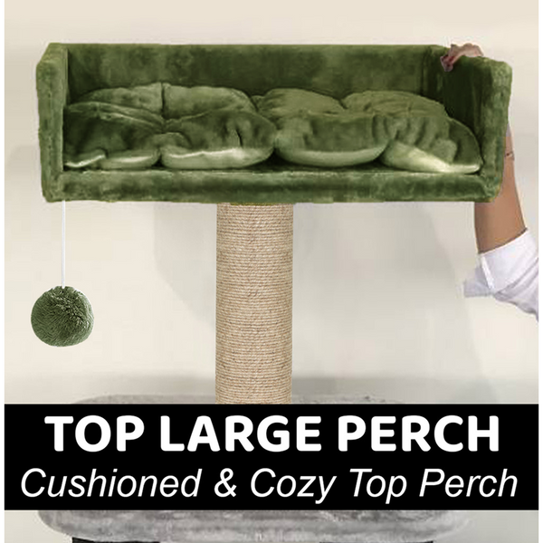 Furrlovers Fur Fabric Cat Tree with Hammocks, Condo & Jute Rope Scratching Posts (Green)