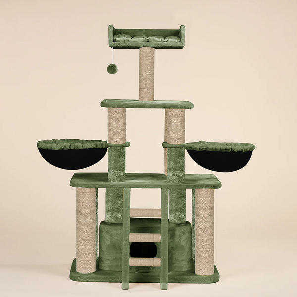 Furrlovers Fur Fabric Cat Tree with Hammocks, Condo & Jute Rope Scratching Posts
