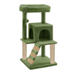 Furrlovers Fur Fabric Cat Tree with Ladder, Hanging Toy & Jute Rope Scratching Post (Green) Cats-Toys Furrlovers Dropship 39in