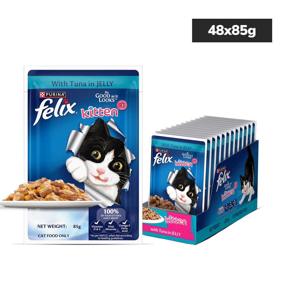 Purina Felix with Tuna in Jelly Complete and Balanced Kitten Wet Food Cats-Wet Food Felix 48x85g