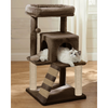 Furrlovers Fur Fabric Cat Tree with Ladder, Hanging Toy & Jute Rope Scratching Post (Brown) Cats-Toys Furrlovers Dropship
