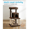 Furrlovers Fur Fabric Cat Tree with Ladder, Hanging Toy & Jute Rope Scratching Post (Brown) Cats-Toys Furrlovers Dropship
