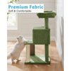 Furrlovers Fur Fabric Cat Tree with Ladder, Hanging Toy & Jute Rope Scratching Post (Green) Cats-Toys Furrlovers Dropship