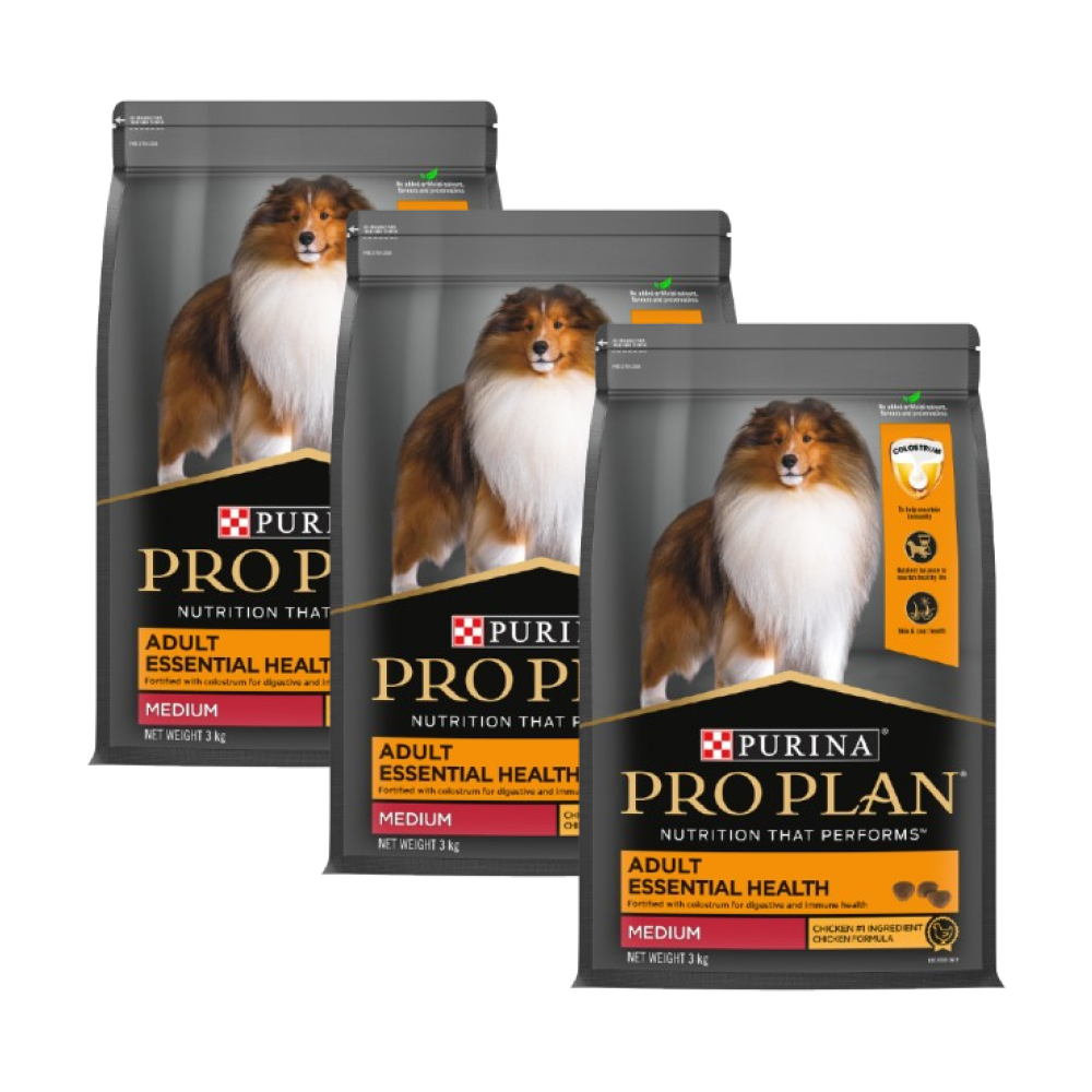 Purina Pro Plan Chicken Medium Breed Adult Dog Dry Food (New Improved Formula) Dogs- Dry Food Pro Plan 9kg (3x3kg)