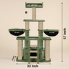 Furrlovers Fur Fabric Cat Tree with Hammocks, Condo & Jute Rope Scratching Posts (Green) Cats-Toys Furrlovers Dropship