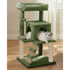 Furrlovers Fur Fabric Cat Tree with Ladder, Hanging Toy & Jute Rope Scratching Post (Green) Cats-Toys Furrlovers Dropship