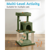 Furrlovers Fur Fabric Cat Tree with Ladder, Hanging Toy & Jute Rope Scratching Post (Green) Cats-Toys Furrlovers Dropship
