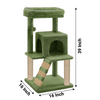 Furrlovers Fur Fabric Cat Tree with Ladder, Hanging Toy & Jute Rope Scratching Post (Green) Cats-Toys Furrlovers Dropship