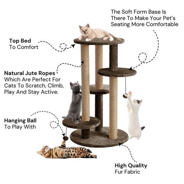 Furrlovers Multi Level Cat Tree with Scratching Posts & Platforms (Brown)