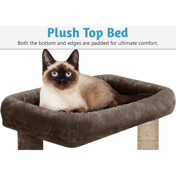 Furrlovers Multi Level Plush Cat Tree with Jute Scratching Posts & 2 Condos (Brown)