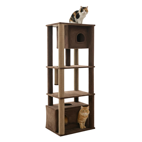 Furrlovers Large Multilevel Cat Tree Tower with Scratching Posts & Condo (Brown)