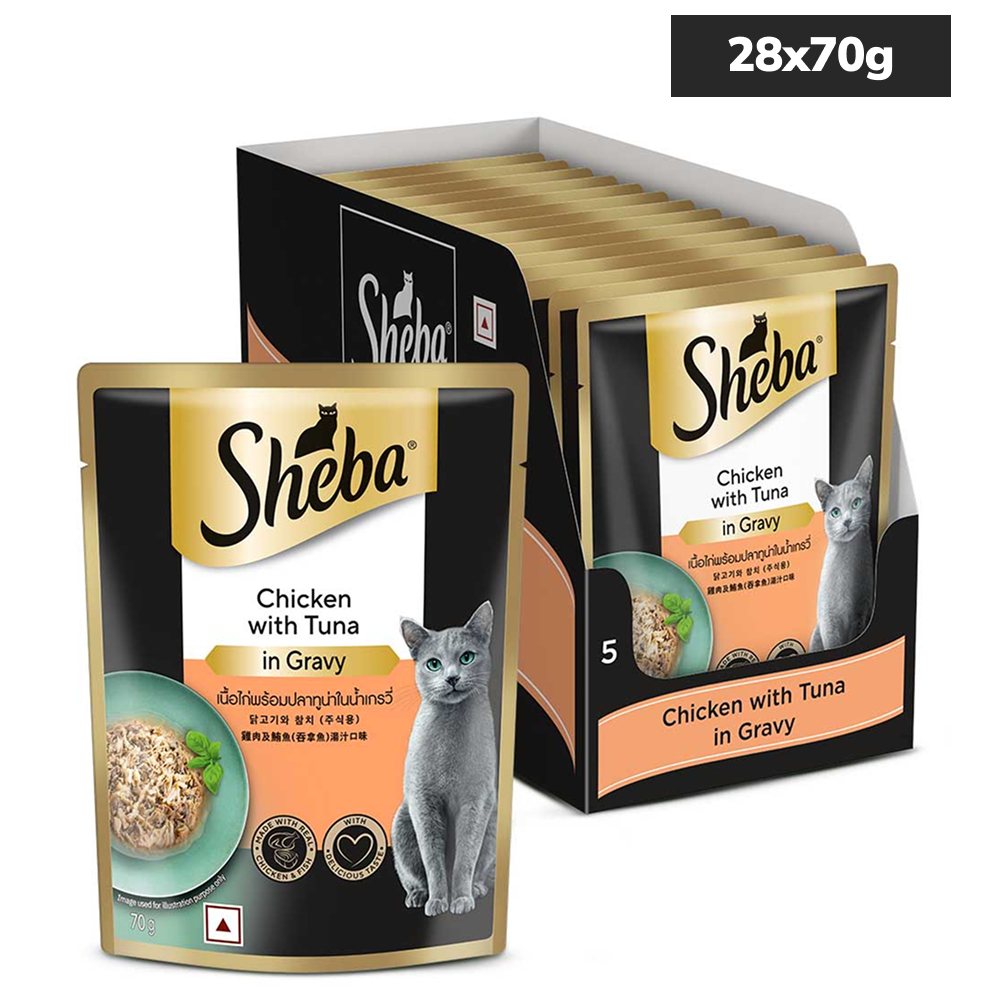 Sheba Chicken With Tuna In Gravy Rich Premium Adult Fine Cat Wet Food Cats-Wet Food Sheba 28x70g