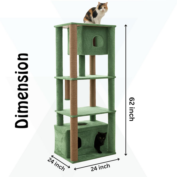 Furrlovers Large Multilevel Cat Tree Tower with Scratching Posts & Condo (Green)