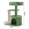 Furrlovers Multilevel Tree with Jute Rope Scratching Post and Fur Fabric Condo for Cats (Green) Cats-Toys Furrlovers Dropship