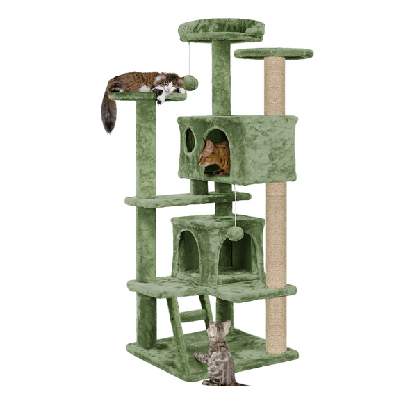 Furrlovers Multi Condo Kitten & Cat Tree with Plush Fur Fabric, Ladder, Top Perches, Playing Balls & Jute Rope Scratching Posts