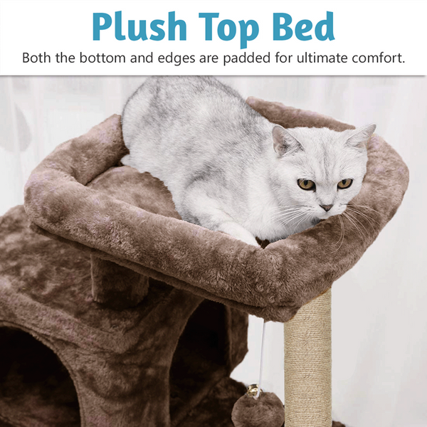Furrlovers Kitten Cat Tree Scratching Post with Ladder, Condo & Jute Rope (Brown)