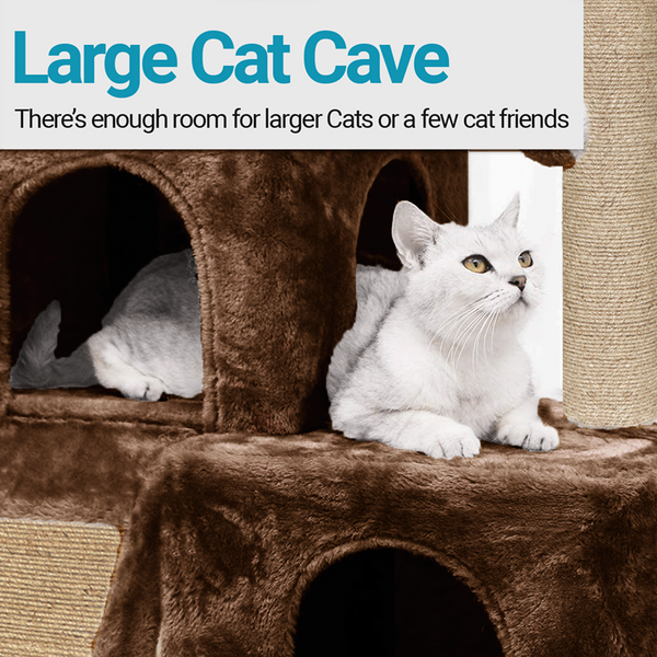 Furrlovers Kitten Cat Tree Scratching Post with Ladder, Condo & Jute Rope (Brown)