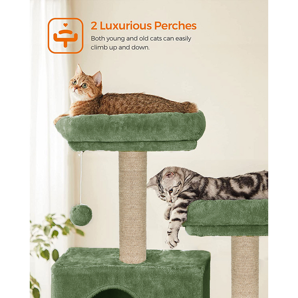 Furrlovers Multi Storey Cat Tree with Hammock, Condo & Sisal Scratching Posts (Green)
