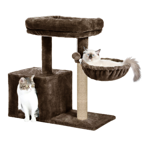 Furrlovers Multilevel Activity Tower with Plush Hammock and Perch Seats for Cats (Brown)