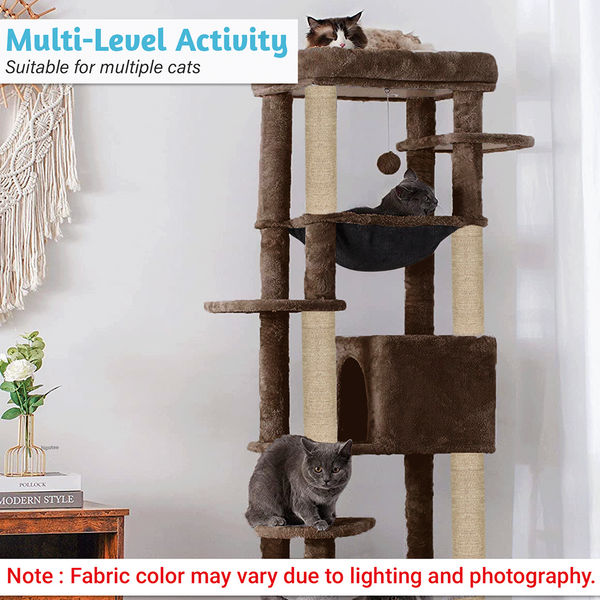 Furrlovers Multilevel Cat Climbing Tower with Top Bed and Multiple Seats (Brown)