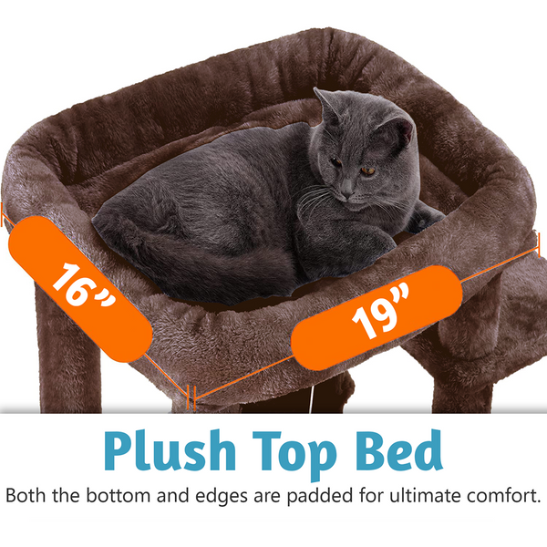 Furrlovers Multilevel Cat Climbing Tower with Top Bed and Multiple Seats (Brown)