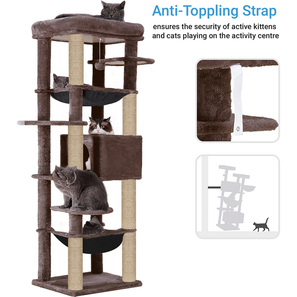 Furrlovers Multilevel Cat Climbing Tower with Top Bed and Multiple Seats (Brown)