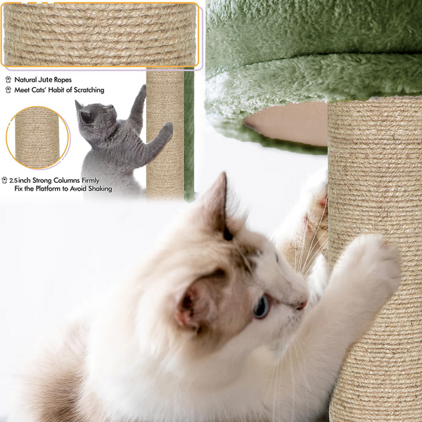 Furrlovers Multi Level Cat Tree Tower with Scratching Posts, Hammock & Condo (Green)