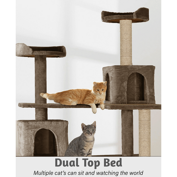Furrlovers Multilevel Cat Tree with Ladder, Tunnel & Jute Rope Scratching Posts (Brown)
