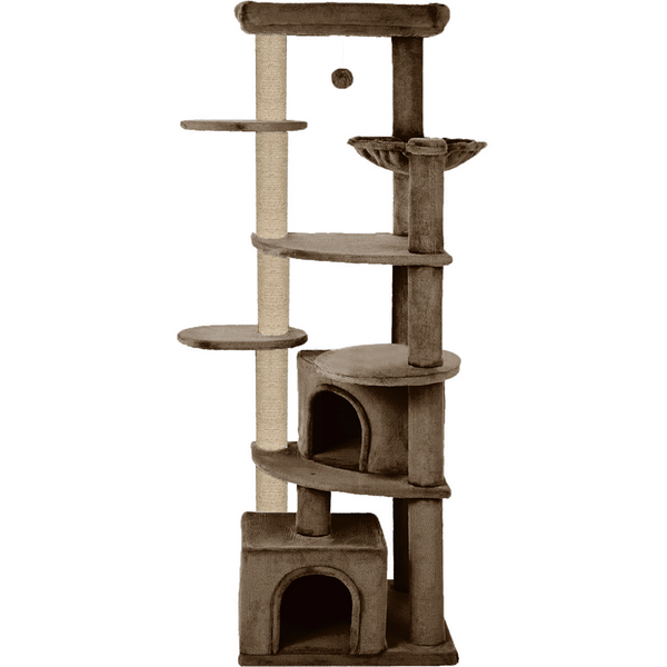 Furrlovers Multilevel Cat Tree with Scratching Posts, Condo & Top Bed with Jute Rope (Brown)