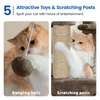 Furrlovers Multilevel Fur Fabric Cat Tree with Condos, Hanging Ball & Jute Rope Scratching Posts (Brown) Cats-Toys Furrlovers Dropship