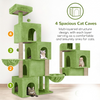Furrlovers Multilevel Plush Cat Tree with Condo, Hammock & Jute Rope Scratching Posts (Green) Cats-Toys Furrlovers Dropship