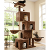 Furrlovers Multilevel Plush Cat Tree with Condo, Hammock & Jute Rope Scratching Posts (Brown) Cats-Toys Furrlovers Dropship