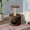 Furrlovers Plush Fur Cat Tree Condo with Jute Rope & Hanging Ball (Brown) Cats-Toys Furrlovers Dropship