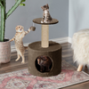 Furrlovers Plush Fur Cat Tree Condo with Jute Rope & Hanging Ball (Brown) Cats-Toys Furrlovers Dropship
