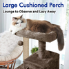 Furrlovers Plush Fabric Cat Tree with Top Bed, Hammock & Jute Rope Scratching Posts (Brown) Cats-Toys Furrlovers Dropship