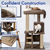 Furrlovers Plush Fabric Cat Tree with Top Bed, Hammock & Jute Rope Scratching Posts (Brown) Cats-Toys Furrlovers Dropship