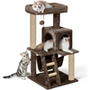 Furrlovers Plush Fabric Cat Tree with Top Bed, Hammock & Jute Rope Scratching Posts (Brown) Cats-Toys Furrlovers Dropship 39in