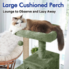 Furrlovers Plush Fabric Cat Tree with Top Bed, Hammock & Jute Rope Scratching Posts (Green) Cats-Toys Furrlovers Dropship