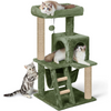 Furrlovers Plush Fabric Cat Tree with Top Bed, Hammock & Jute Rope Scratching Posts (Green) Cats-Toys Furrlovers Dropship 39in