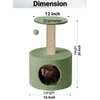 Furrlovers Plush Fur Cat Tree Condo with Jute Rope & Hanging Ball (Green) Cats-Toys Furrlovers Dropship