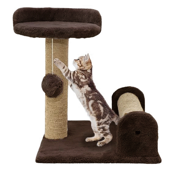 Furrlovers Soft Fur & Dual Jute Rope Scratching Post Tree for Cats (Brown)