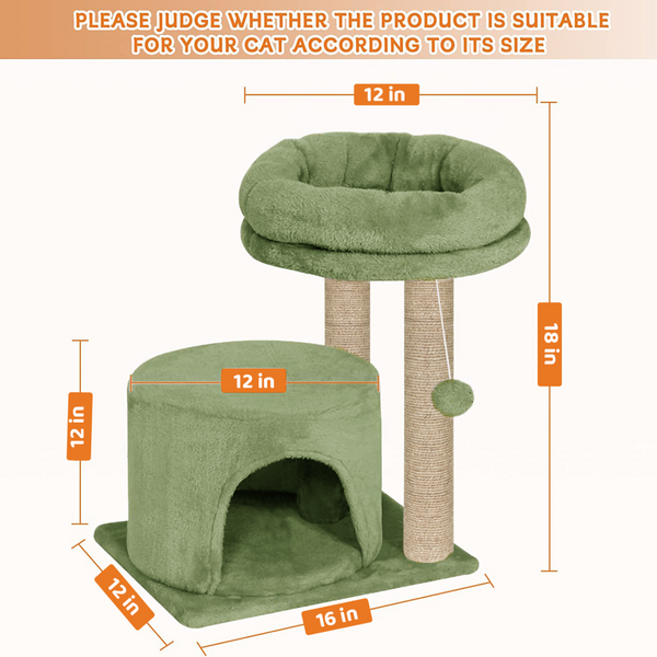 Furrlovers Tree with Condo & Elevated Perch for Cats (Green)